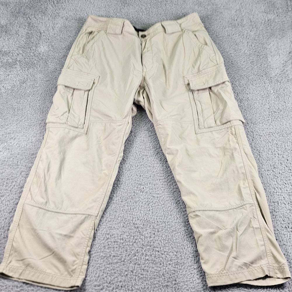 Duluth Trading Co Cargo Pants Mens Large 28 Khaki‎ Nylon Hiking Outdoor Utility